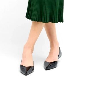 Stuart Weitzman Eva Black Patent Kitten-Heel Pumps